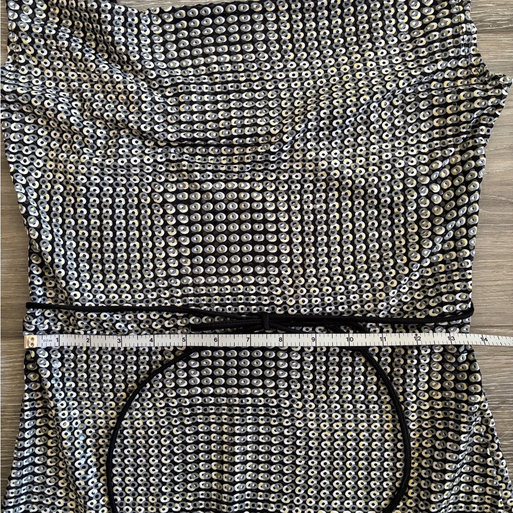 Vintage Jump Sequined Spaghetti Strap Black White Grey Mini Dress Medium - Picture 3 of 8